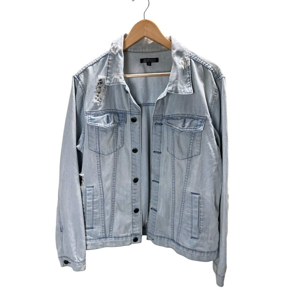 Elwood Denim Jacket Size Medium Men's Blue Distressed Cotton Blend